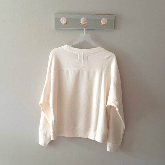 NWT Calvin Klein Jeans cream beige sweatshirt with gold sequin logo branding, M - Picture 3 of 7